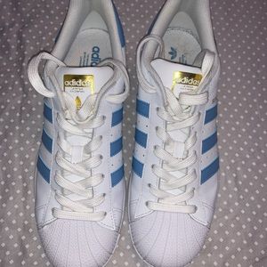 Light Blue Adidas Superstars